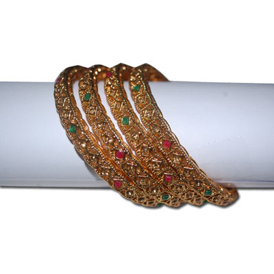 "Stone Bangles - MGR-1207 ( 4 Bangles) - Click here to View more details about this Product